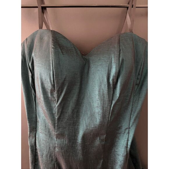 Vintage Betsy & Adam Strapless Dark Green Cocktail Dress Size 4 - Picture 4 of 11